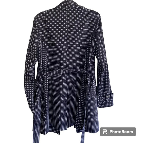 TOMMY Hilfiger Double Breasted Polka Dot Belted Trench Coat Navy & White Size L - Picture 2 of 12